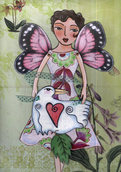 butterfly fairy paper-doll pink